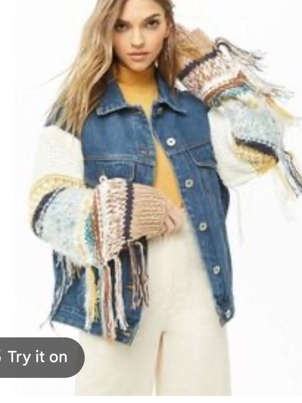 POL womans boho Fringe denim Jacket size M